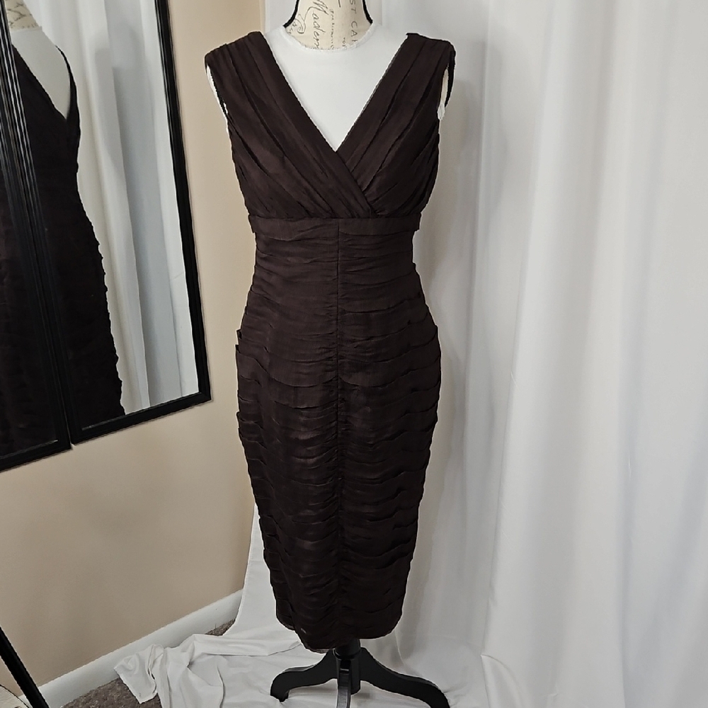 Tadashi Shoji Chocolate Brown Midi Dress